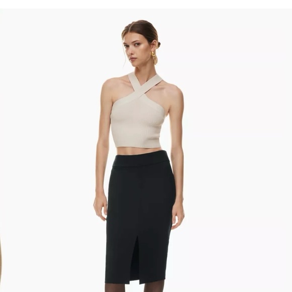 Aritzia Babaton Sculpt knit criss cross halter top - Picture 3 of 5